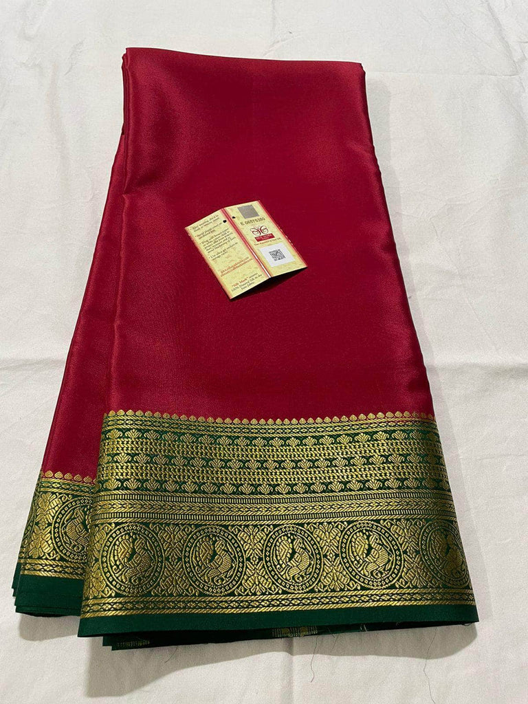 Designer 100gm Thickness South Silk Saree- Mysoree Silk Saree in Red - Saree - FashionVibes