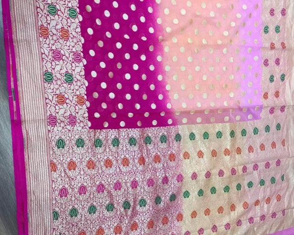 Designer Banarasi  Georgette Chiffon - Silk Saree with meenakari work in Purple - Saree - FashionVibes