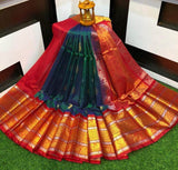 Designer Kuppadam Kanchi Pletu Border Saree in Green - Saree - FashionVibes