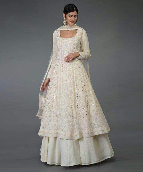 lucknow dress design Lucknow Chikankari Kurta / Light Orange /liner included / in US
