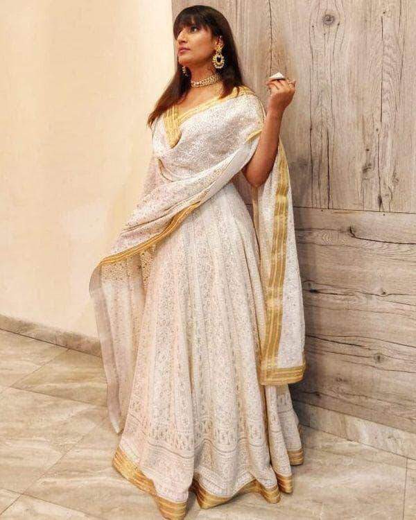 Rose Gold Mirror & Gota Patti Lucknowi Chikankari Suit – Dress365days