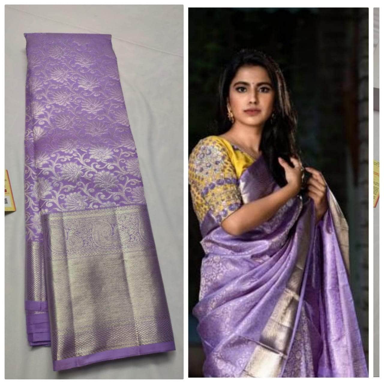 Buy Yellow Pure Kanjivaram Silk Kalamkari Floral Thumri Saree For Women by  Kasturi Kundal Online at Aza Fashions.
