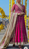 Designer Raw Silk Magenta Anarkali Suit in - Salwar Suit - FashionVibes