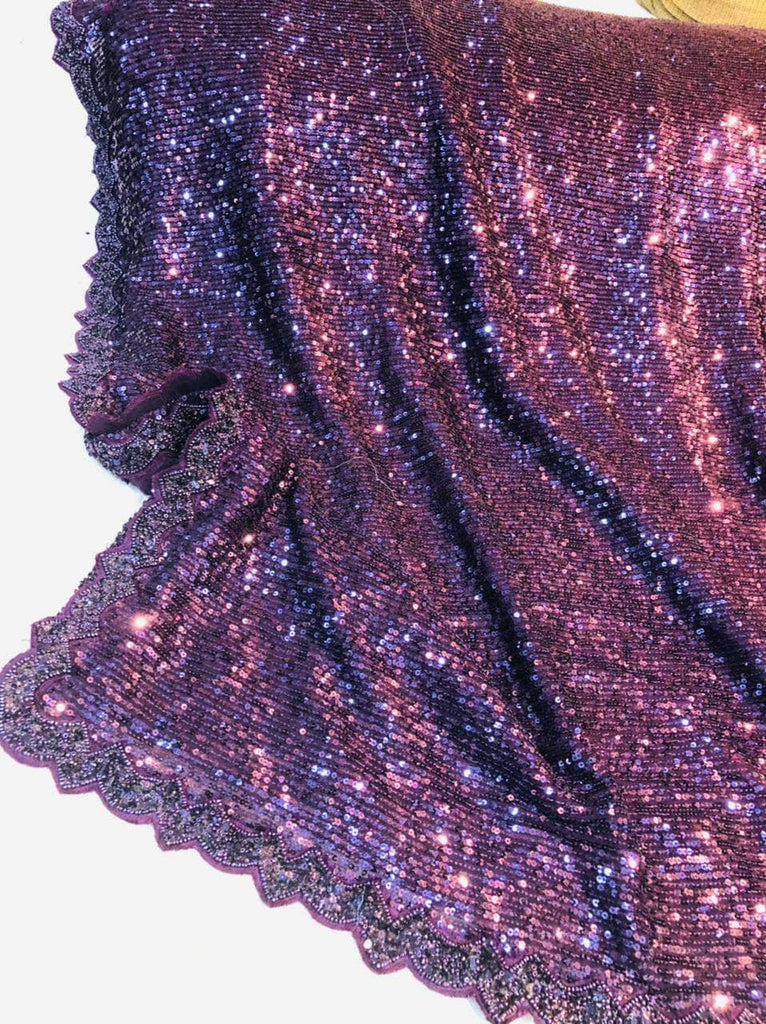 Designer Sequin Saree in Mauve - Saree - FashionVibes