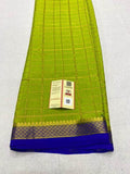 Designer South Silk Check Saree in LimeGreen - Saree - FashionVibes