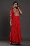 Embellished Silk Anarkali Suit for Weddings in Red - Salwar Suit - FashionVibes