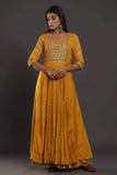 Embellished Silk Anarkali Suit for Weddings in Yellow - Salwar Suit - FashionVibes