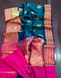 Exclusive Gold Zari Banarasi Silk Saree in Blue - Saree - FashionVibes