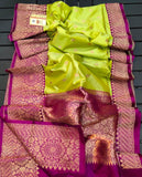 Exclusive Gold Zari Banarasi Silk Saree in Light Green - Saree - FashionVibes