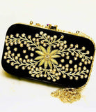 Exclusive Hand Embroidered with Zardozi Work Clutches in Black - Shoes & Cluthes - FashionVibes