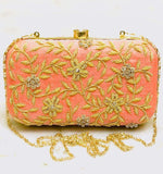 Exclusive Hand Embroidered with Zardozi Work Clutches in Coral - Shoes & Cluthes - FashionVibes
