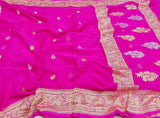 Exclusive Handloom Banarasi Chiffon Saree in Peach in - Saree - FashionVibes