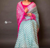 Exclusive Pure Banarasi Shiffon Khaddi Saree in SkyBlue - Saree - FashionVibes