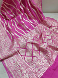 Exclusive Pure Handloom Banarasi Khaddi Chiffon Georgette Silk Saree in Pink - Saree - FashionVibes