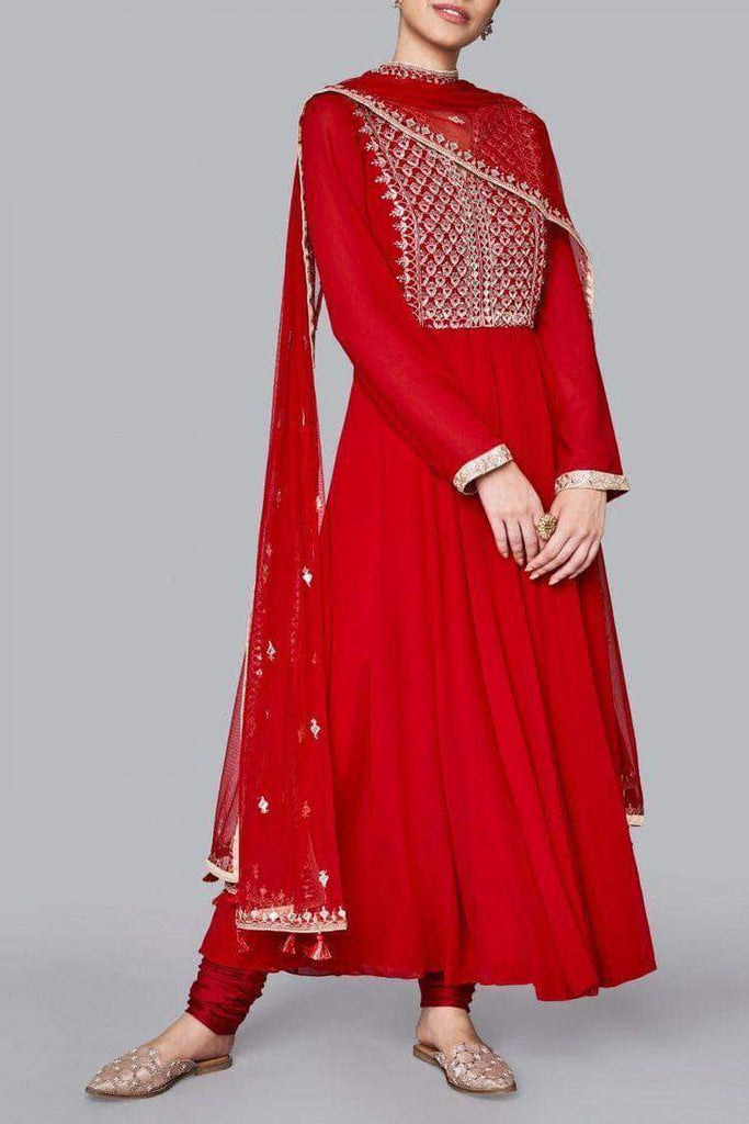 Georgette Floor Length Anarkali with Churidar Salwar in - Salwar Suit - FashionVibes