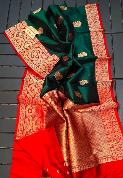 Gold Zari Banarasi Silk Saree in - Saree - FashionVibes