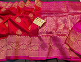 Gold Zari Banarasi Silk Saree with heavy pallu in Red - Saree - FashionVibes