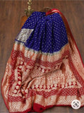 Handloom Banarasi Chiffon Khaddi Georgette Silk Saree in Blue - Saree - FashionVibes