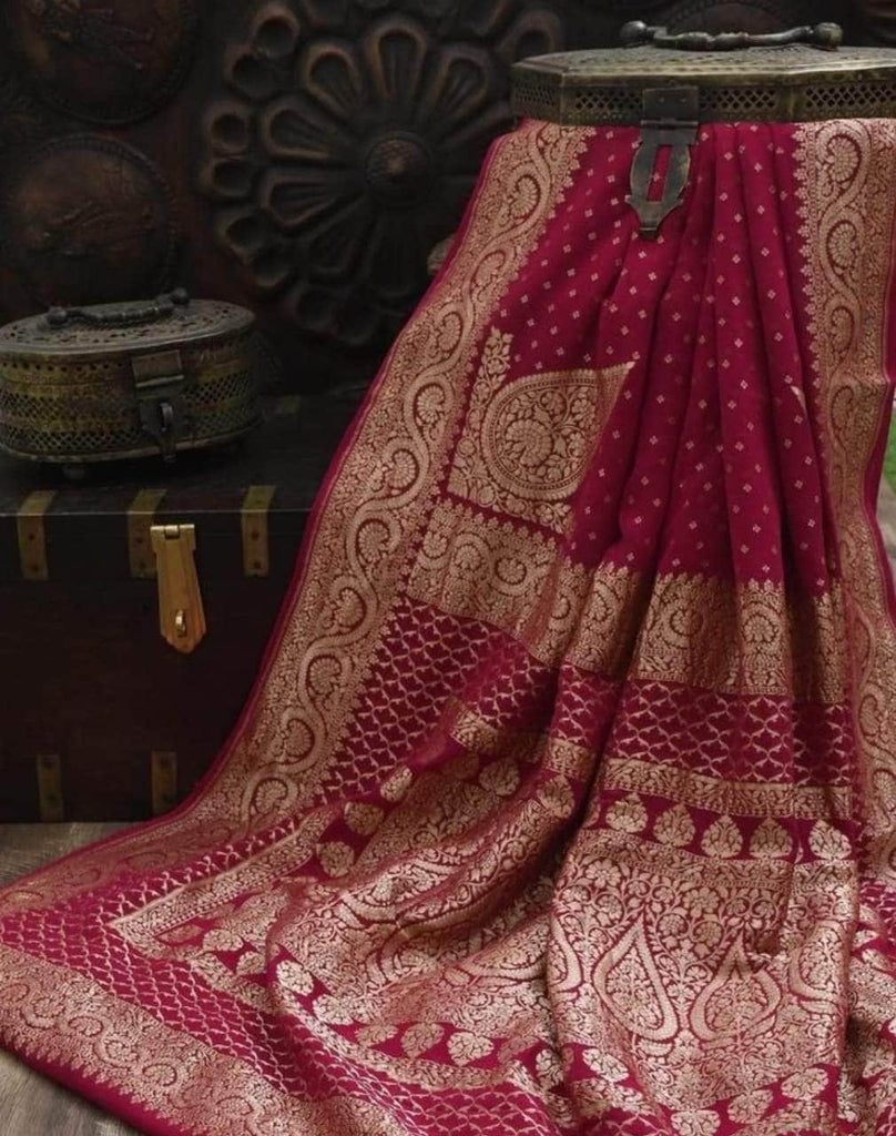 Handloom Banarasi Chiffon Khaddi Georgette Silk Saree in - Saree - FashionVibes