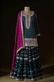 Heavy Wedding Sharara Suit with sequins and gota in - Salwar Suit - FashionVibes