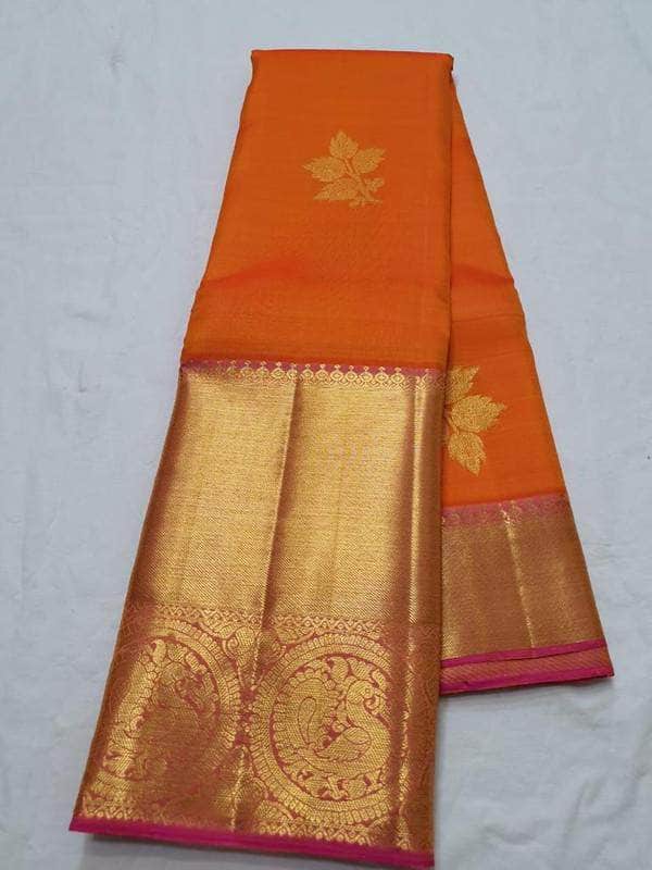 High Quality Kanjivaram Pure Silk Saree in Brown - Saree - FashionVibes