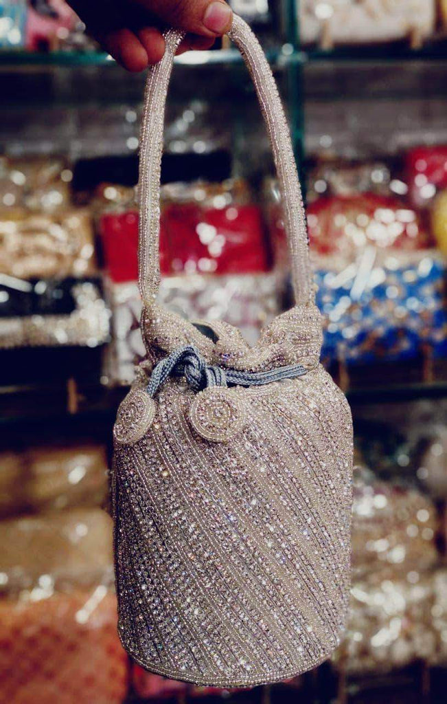 High Quality Sequins Work Potli Bag in Gainsboro - Shoes & Cluthes - FashionVibes