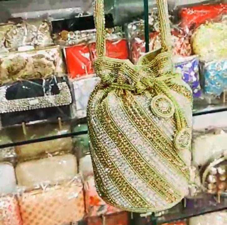 High Quality Sequins Work Potli Bag in Lime - Shoes & Cluthes - FashionVibes