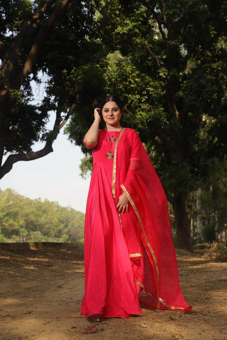 South Silk Traditional Gown with Georgette Dupatta