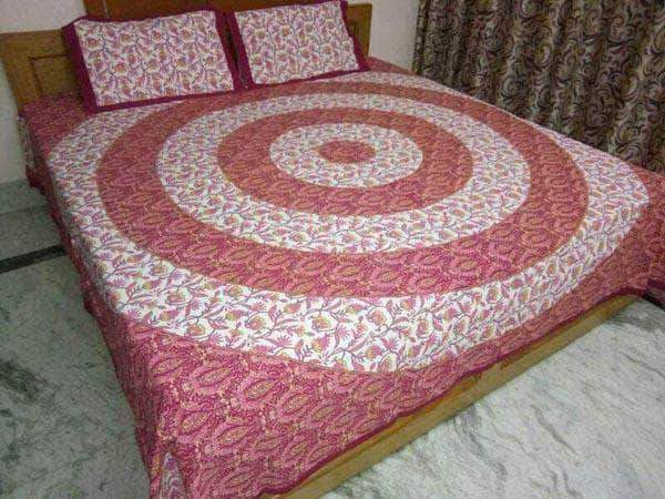 Jaipuri Bedsheets in Pink - - FashionVibes