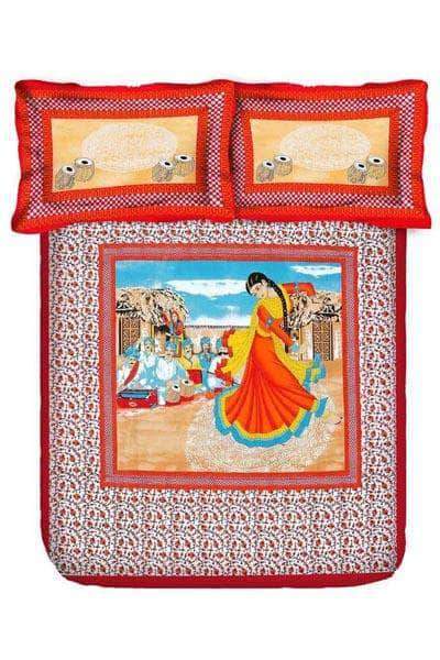 Jaipuri Bedsheets in Red - - FashionVibes