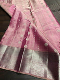 Kancheepuram Silk Handloom  Saree in Pink - Saree - FashionVibes