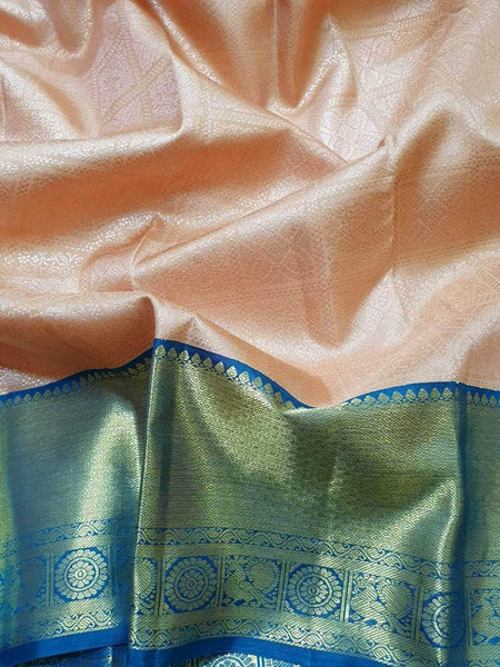 Kanchipuram Pure Pattu Silk Sarees in Gold - Saree - FashionVibes