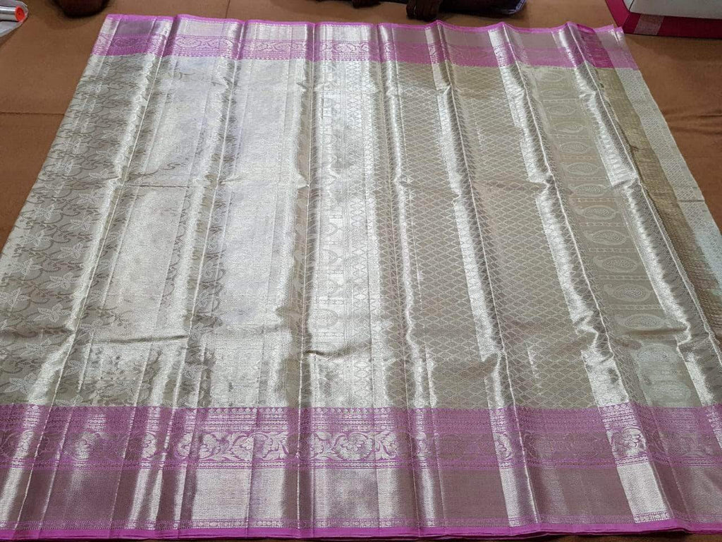 Kanchipuram Pure Pattu Silk Sarees in Indigo - Saree - FashionVibes