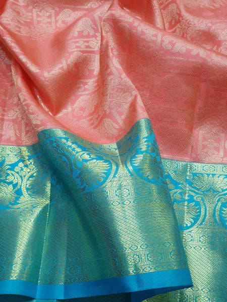 Kanchipuram Pure Pattu Silk Sarees in Red - Saree - FashionVibes