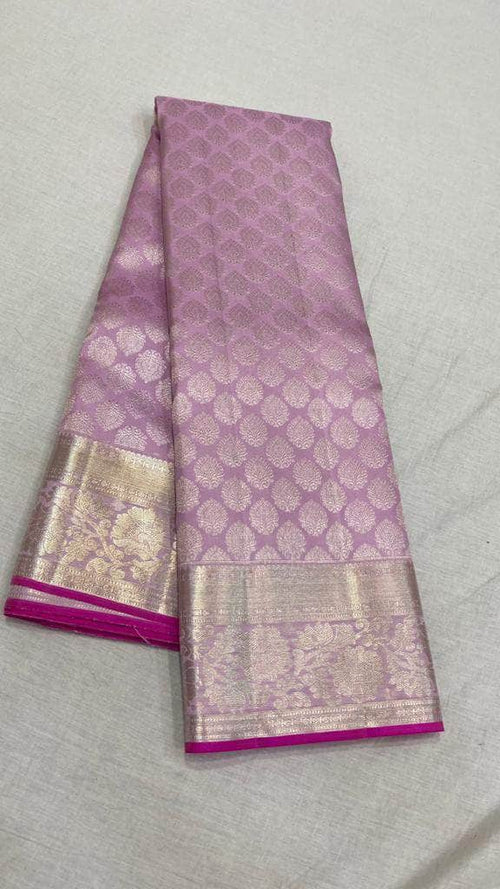 Kanchipuram Silk Sarees in Pink - Saree - FashionVibes