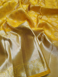 Kanjivaram Silk Saree in Gold - Saree - FashionVibes