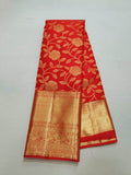 Kanjivaram Silk Saree in beautiful colors and designs in Orange - Saree - FashionVibes