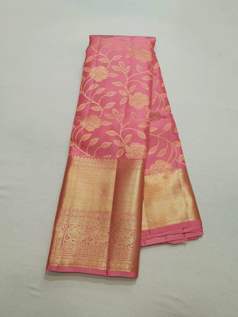 Kanjivaram Silk Saree in beautiful colors and designs in Pink - Saree - FashionVibes