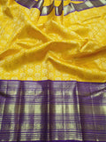 Kanjivaram Silk Saree in beautiful colors and designs in Yellow - Saree - FashionVibes