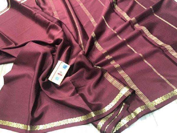 KSIC Grade Mysore Crepe Silk Sarees (80 GSM) in FireBrick - Saree - FashionVibes