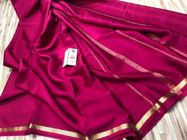 KSIC Grade Mysore Crepe Silk Sarees (80 GSM) in Magenta - Saree - FashionVibes