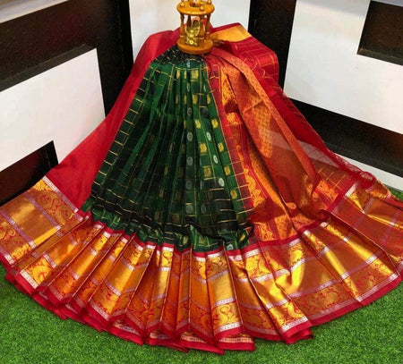 Silver Zari  Designer Kancheepuram Bridal Silk Saree