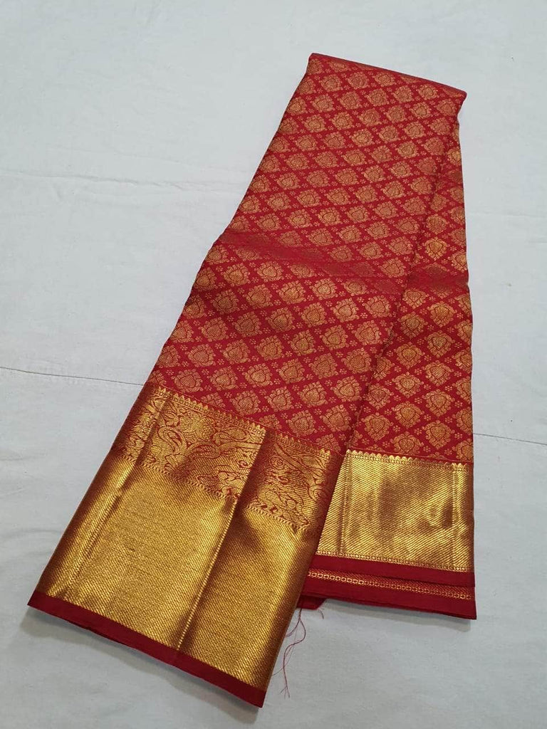 Latest Designer Pure Kanjivaram Silk Saree in Crimson - Saree - FashionVibes