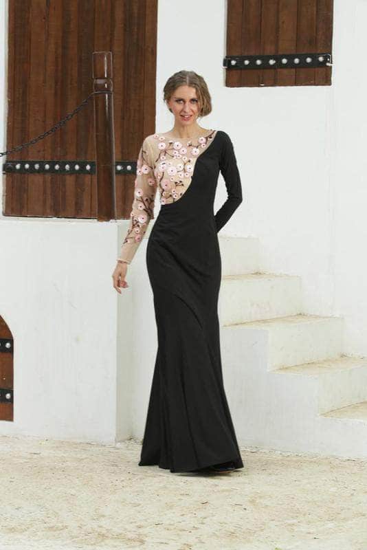 Matt Black Crepe Gown in - Gowns - FashionVibes