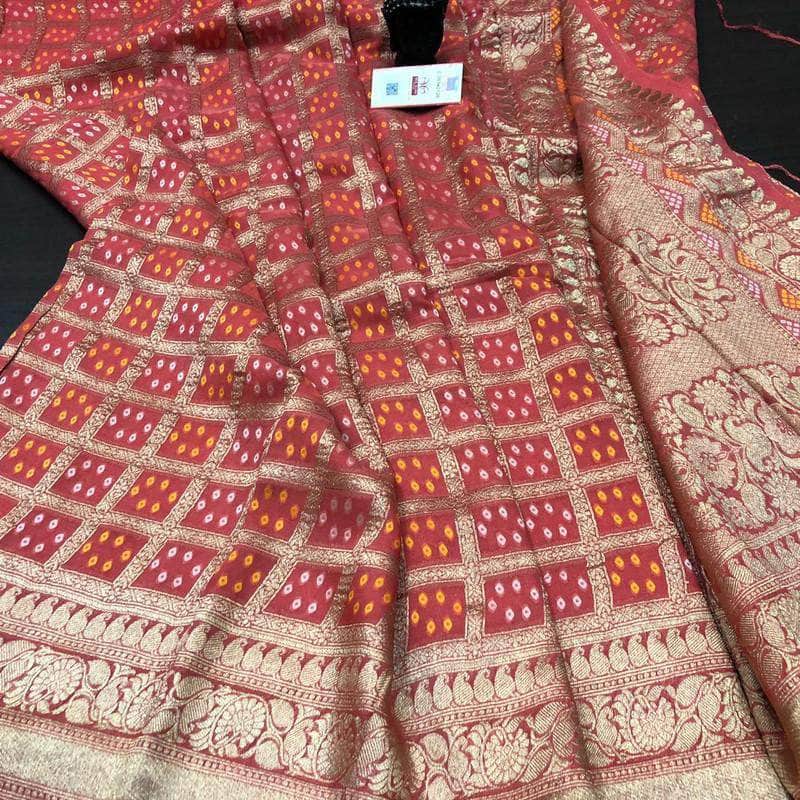 Multi Colored Bandhini Saree in Magenta - Saree - FashionVibes