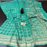 Multi Colored Bandhini Saree in SkyBlue - Saree - FashionVibes