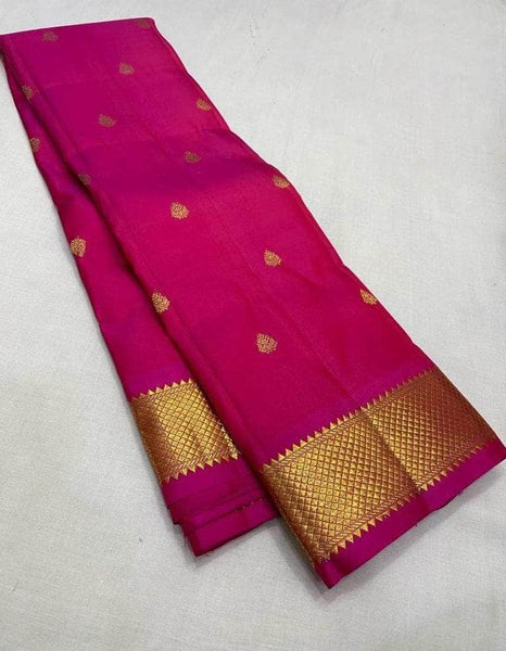 New Designer Pure Kanjivaram Silk Saree in Magenta - Saree - FashionVibes