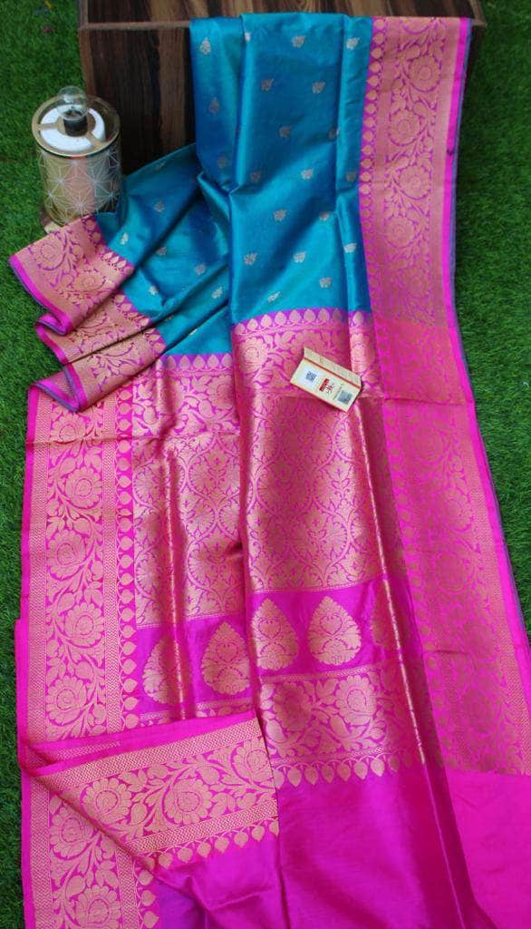 New Exclusive Banarasi Handloom Pure Khaddi Katan Silk Border Saree in - Saree - FashionVibes