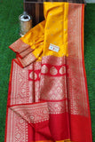 New Exclusive Banarasi Handloom Pure Khaddi Katan Silk Border Sarees in Yellow - Saree - FashionVibes
