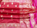 New Exclusive Pure Banarasi Handloom Khaddi Katan Silk Border Saree in Red - Saree - FashionVibes